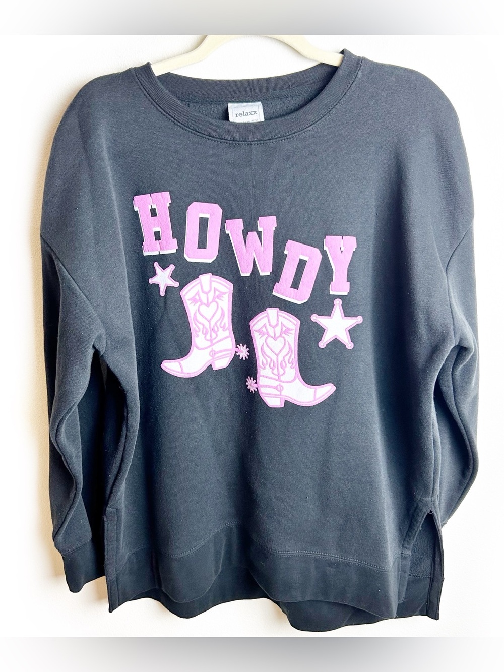 🤠 Relaxx "Howdy" Cowgirl Graphic Crewneck Sweatshirt M Western Coquette
